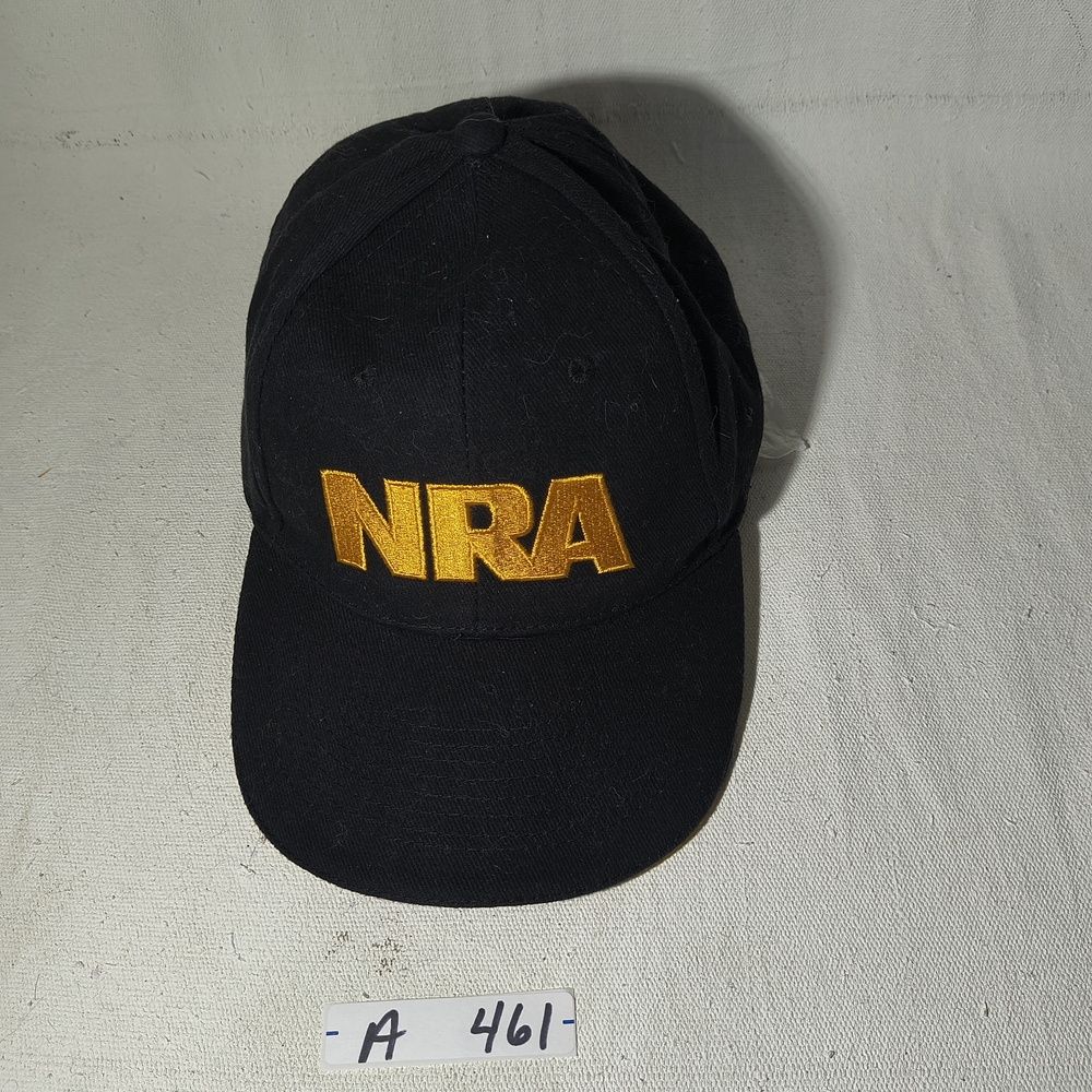 Men's Black Adjustable Cap with Embroidered Gold NRA Logo